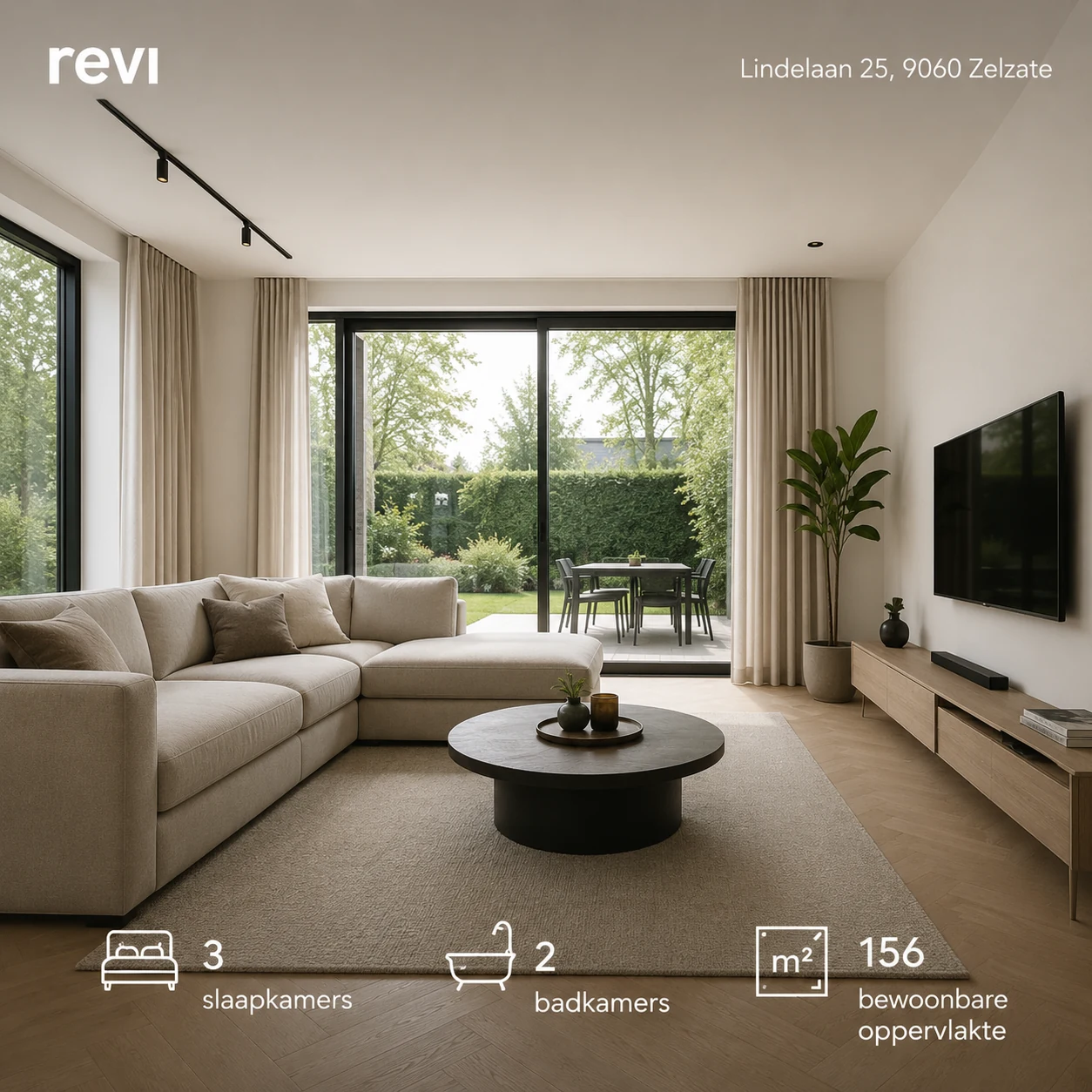 Bright staged living room