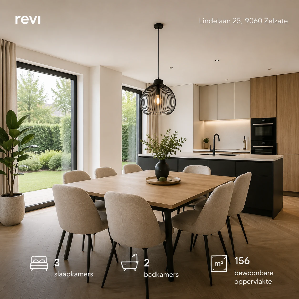 Modern kitchen and dining room